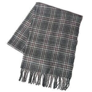 Unisex Winter Scarf Scotland 100% CASHMERE Plaid White Black Pink